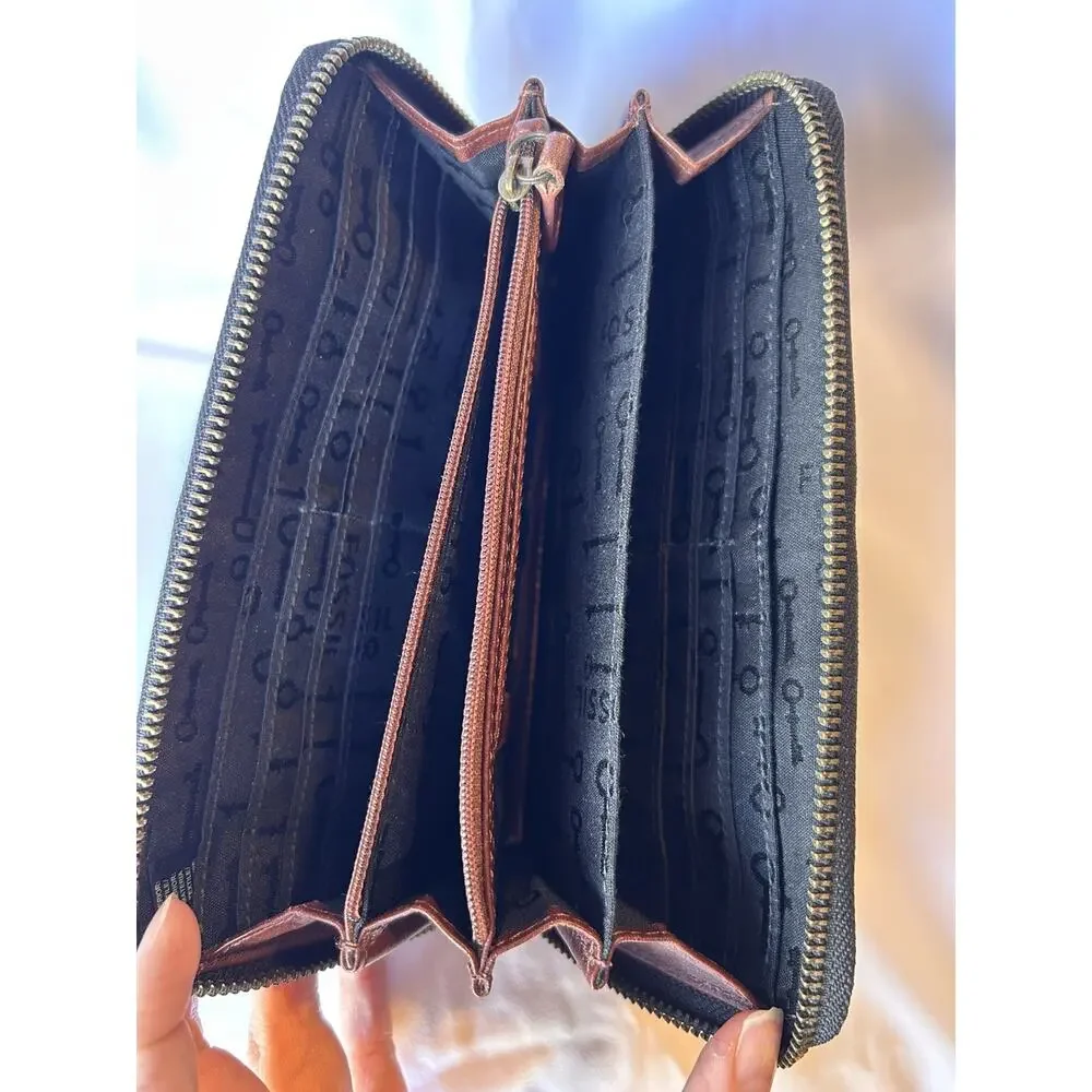 Fossil‎ Leather Zip Around Key Per Wallet